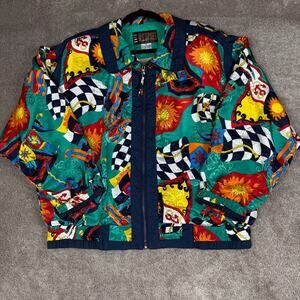 Vtg Colorful Windbreaker Size M Jacket 80s 90s Abstract Art R.E. Sport Nautical